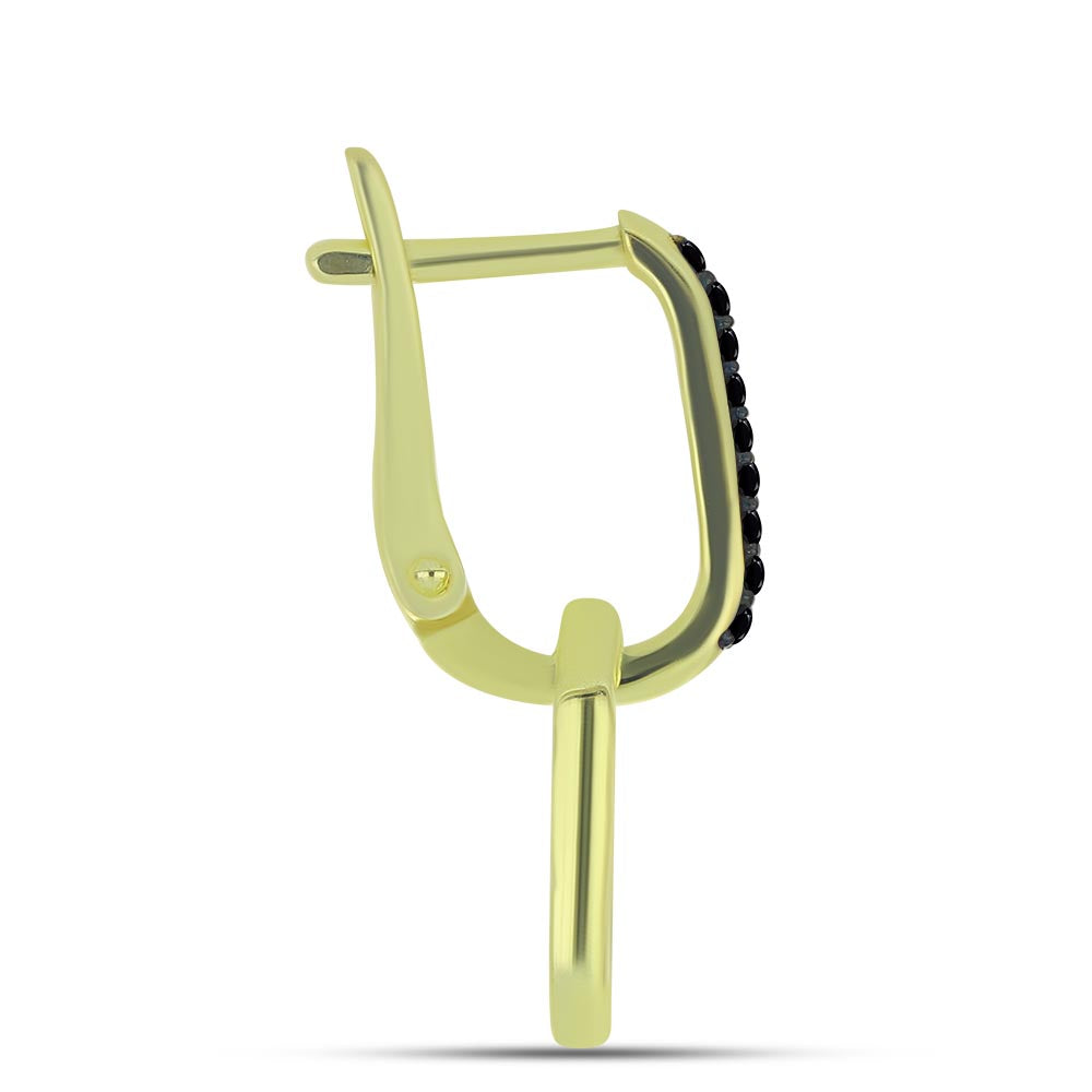 Brincos de Prata com Banho de Ouro com Espinela Preta 2 