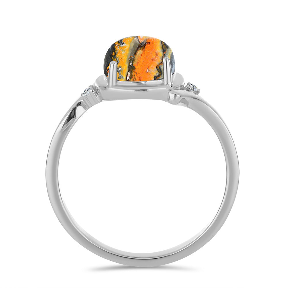 Anel de Prata com Jaspe Bumble Bee e Topázio Branco