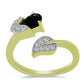 Anel de Prata com Banho de Ouro com Espinela Preta e Topázio Branco