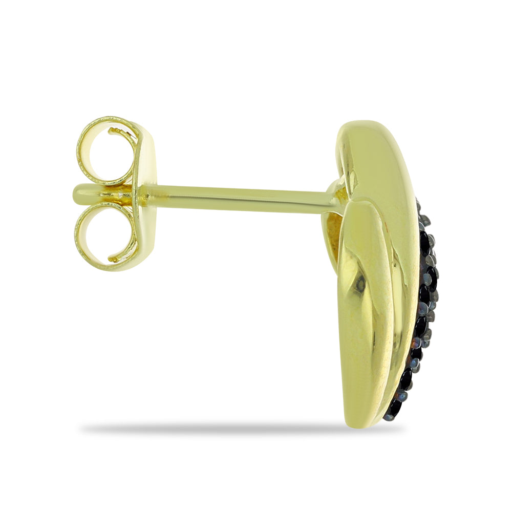 Brincos de Prata com Banho de Ouro com Espinela Preta