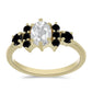 Anel de Prata com Banho de Ouro com Espinela Preta e Topázio Branco