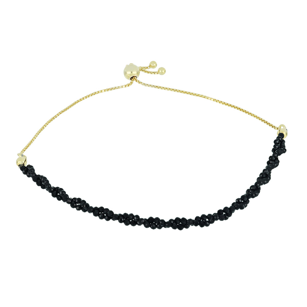 Pulseira de Prata com Banho de Ouro com Espinela Preta 1 