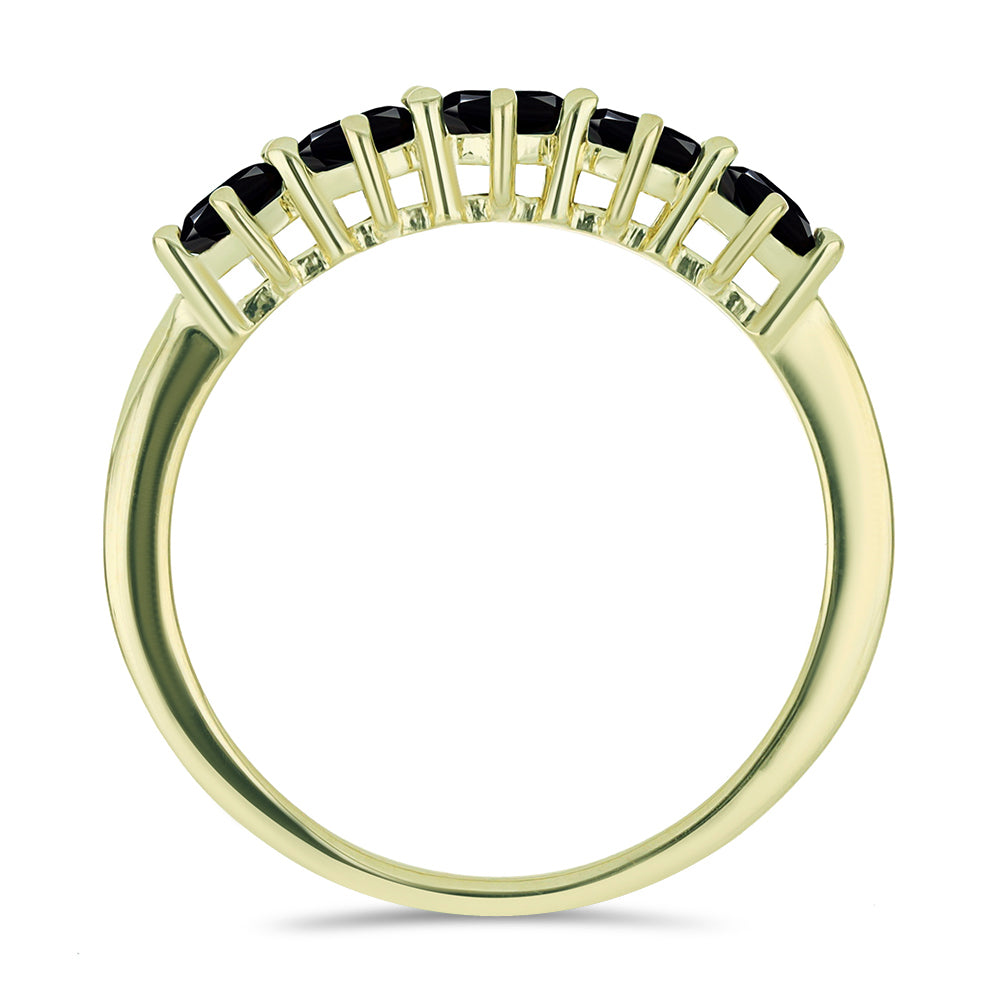 Anel de Prata com Banho de Ouro com Espinela Preta 2 