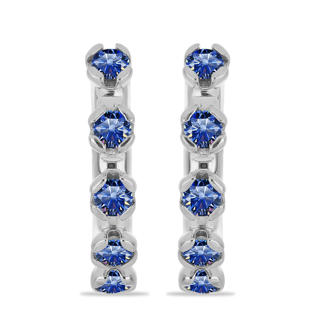 Brincos de Prata com Moissanite Azul Real certificado e cultivado em laboratório