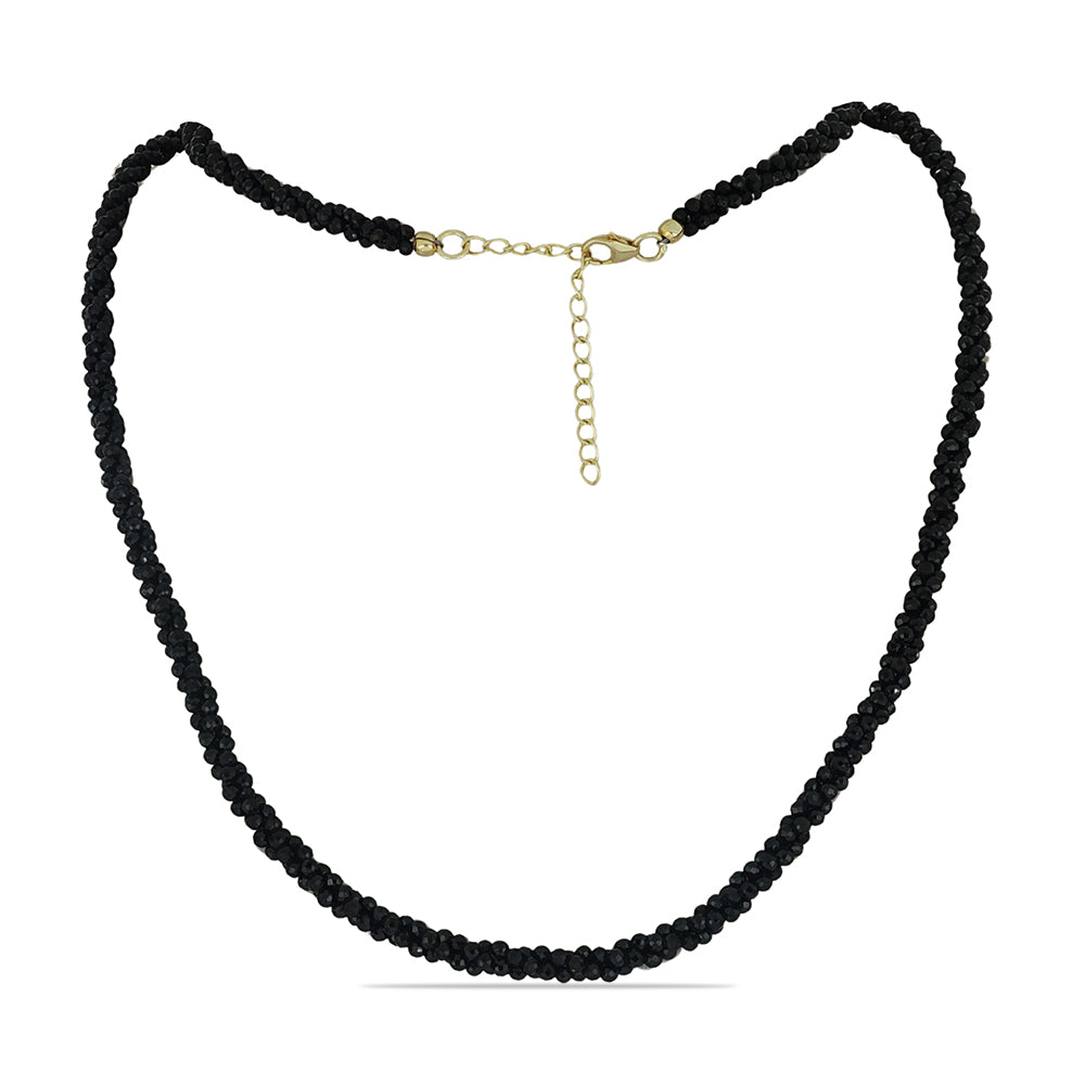 Colar de Prata com Banho de Ouro com Espinela Preta