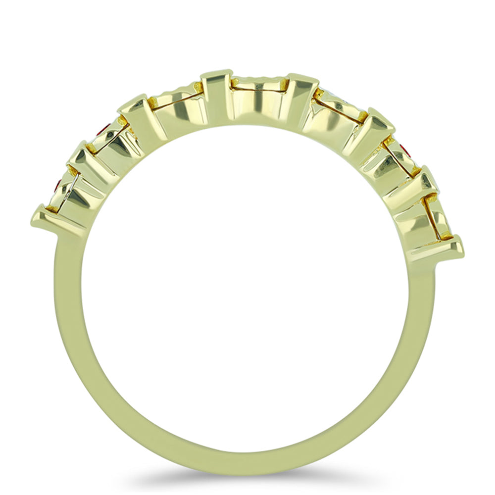 Anel de Prata com Banho de Ouro com Diamante Vermelho 2 