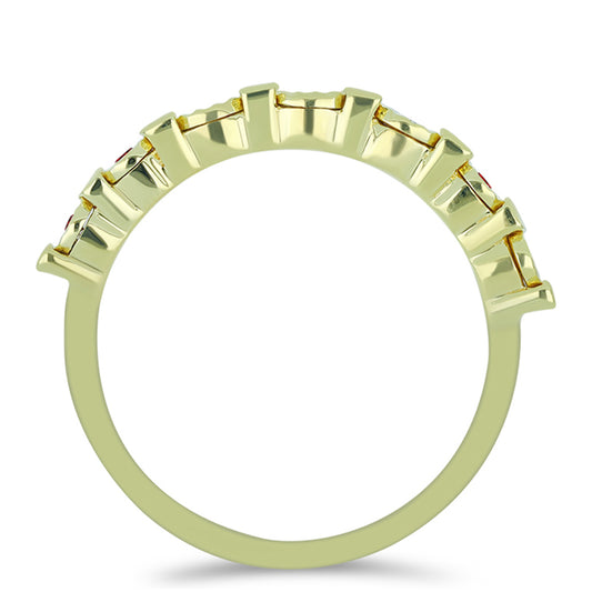 Anel de Prata com Banho de Ouro com Diamante Vermelho