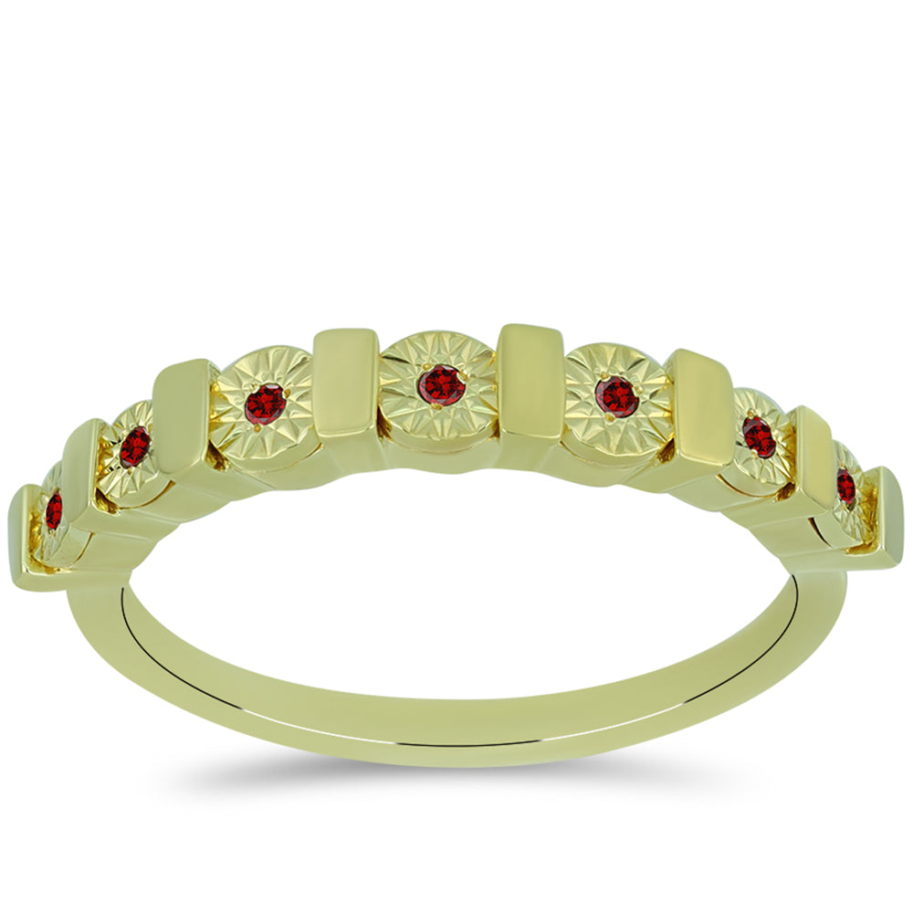 Anel de Prata com Banho de Ouro com Diamante Vermelho