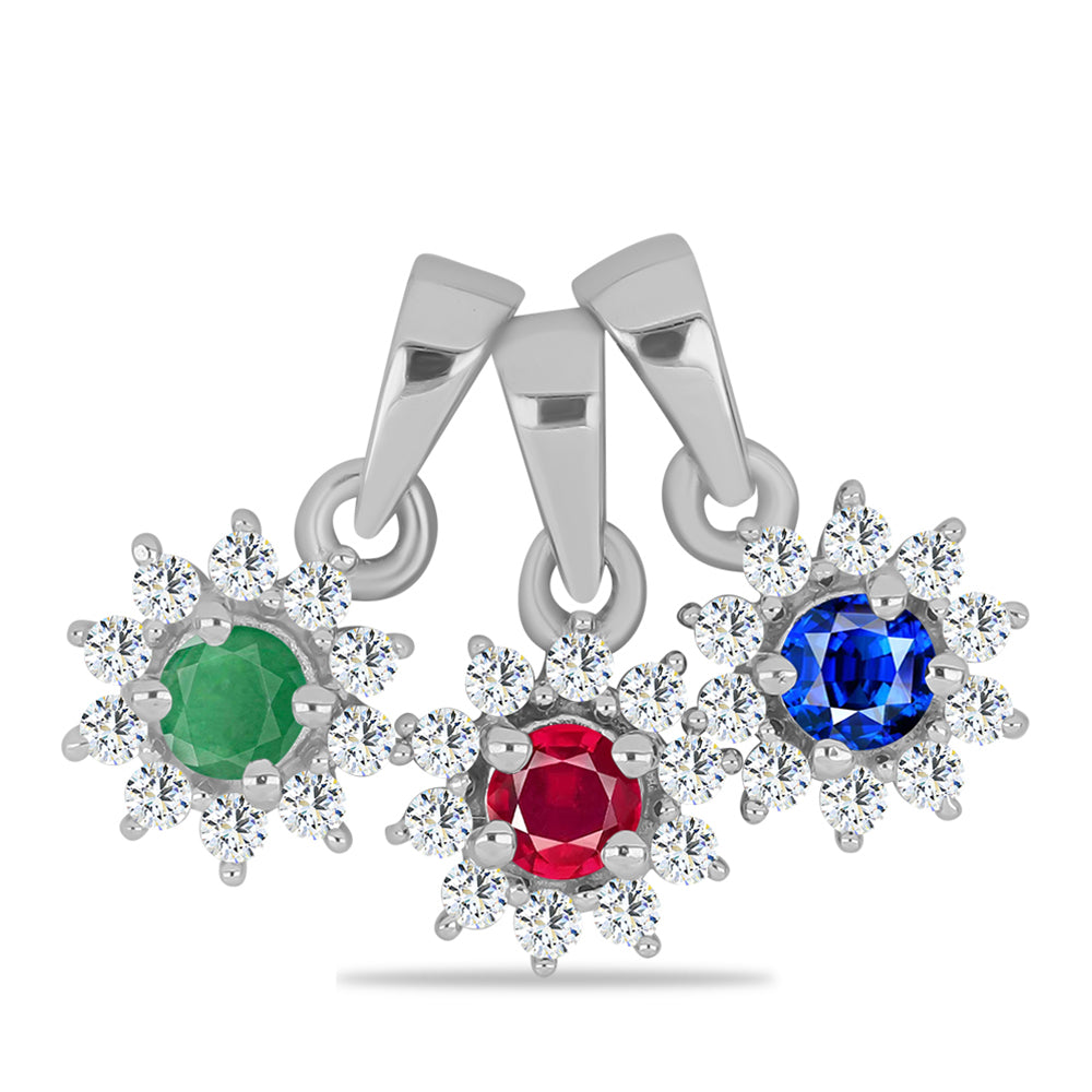 Conjunto de Prata com Rubi de Madagáscar e Esmeralda do Brasil ( Pendente ) 1 