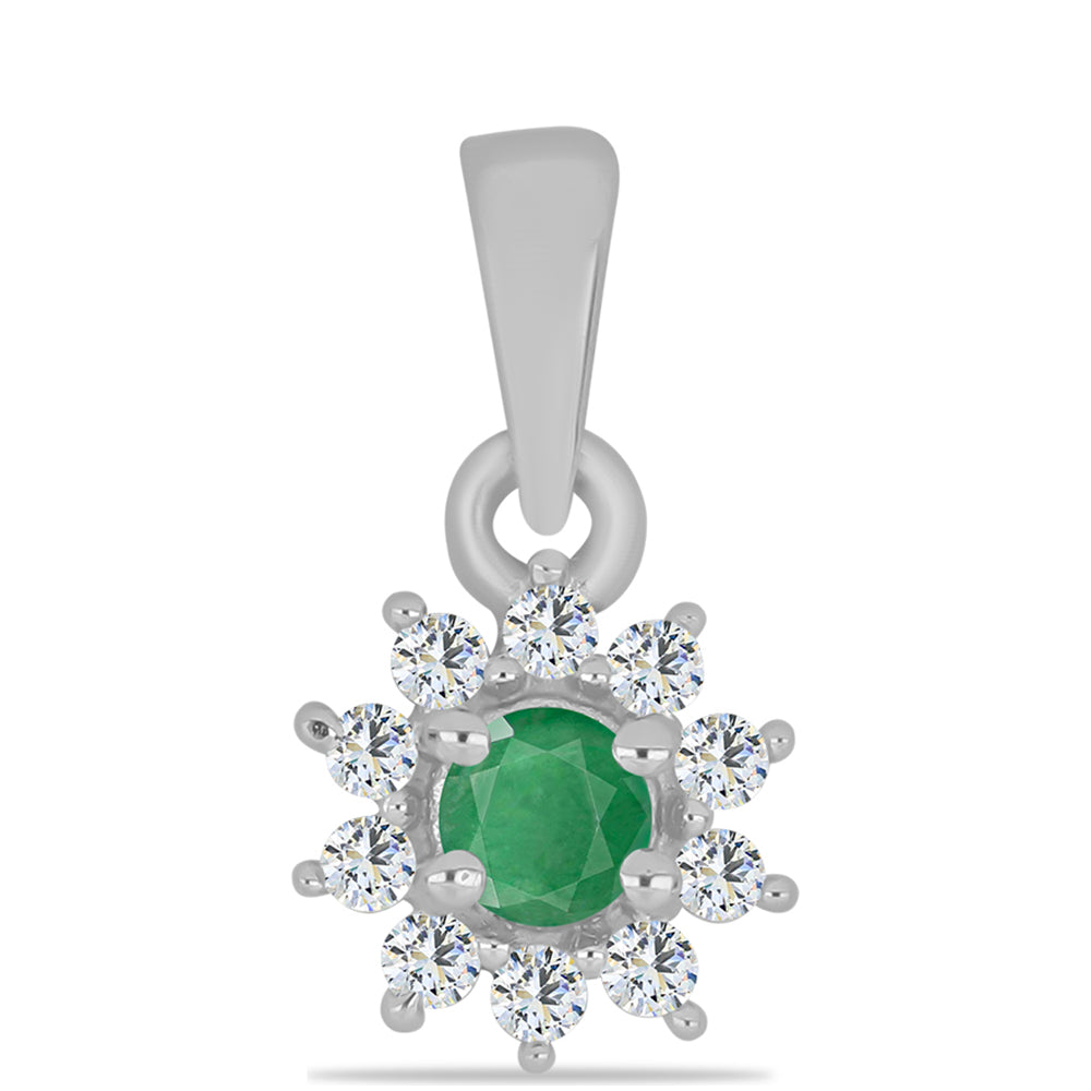 Conjunto de Prata com Rubi de Madagáscar e Esmeralda do Brasil ( Pendente ) 2 