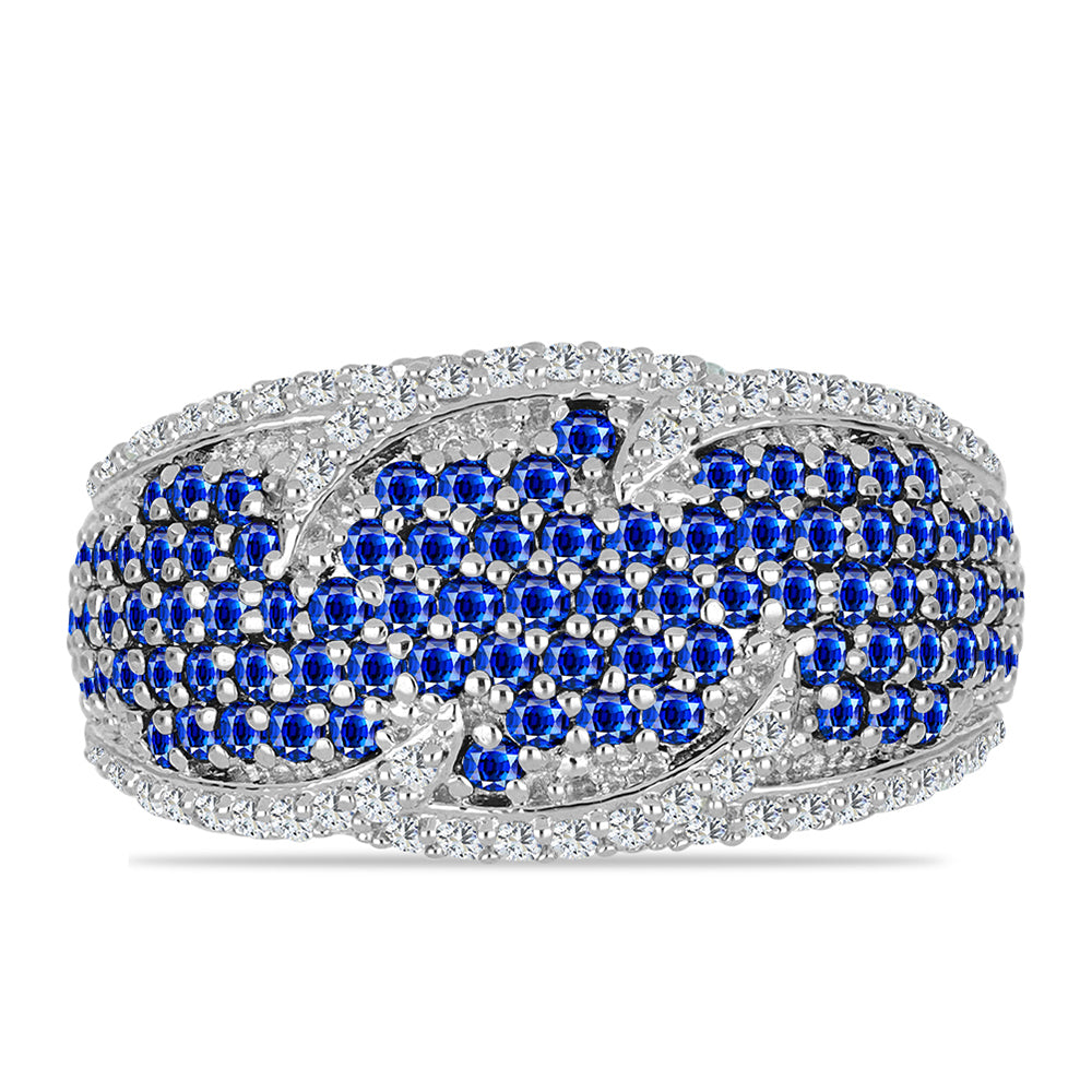 Anel de Prata com Safira Azul Australiana e Topázio Branco  Contraste: Cabeca de Veado (800)