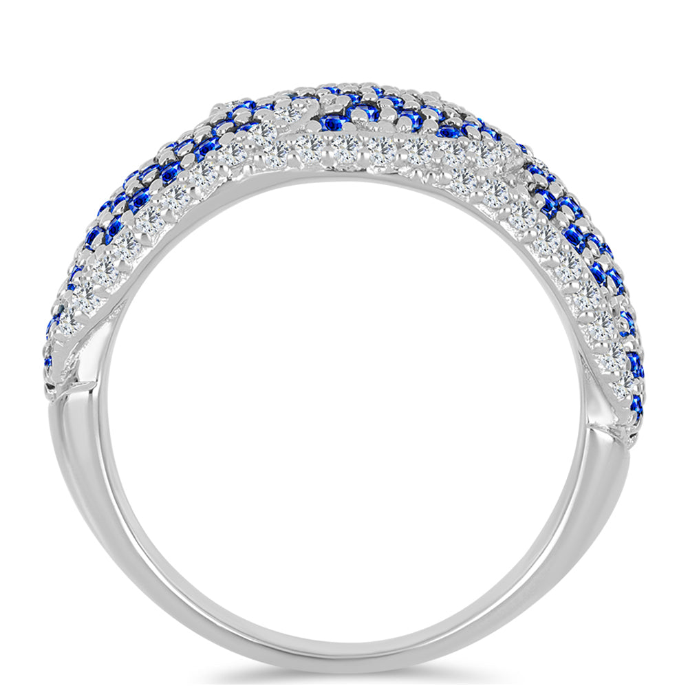 Anel de Prata com Safira Azul Australiana e Topázio Branco  Contraste: Cabeca de Veado (800)