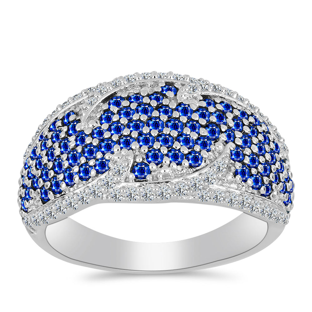 Anel de Prata com Safira Azul Australiana e Topázio Branco  Contraste: Cabeca de Veado (800)