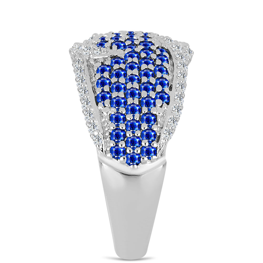 Anel de Prata com Safira Azul Australiana e Topázio Branco  Contraste: Cabeca de Veado (800) 4 
