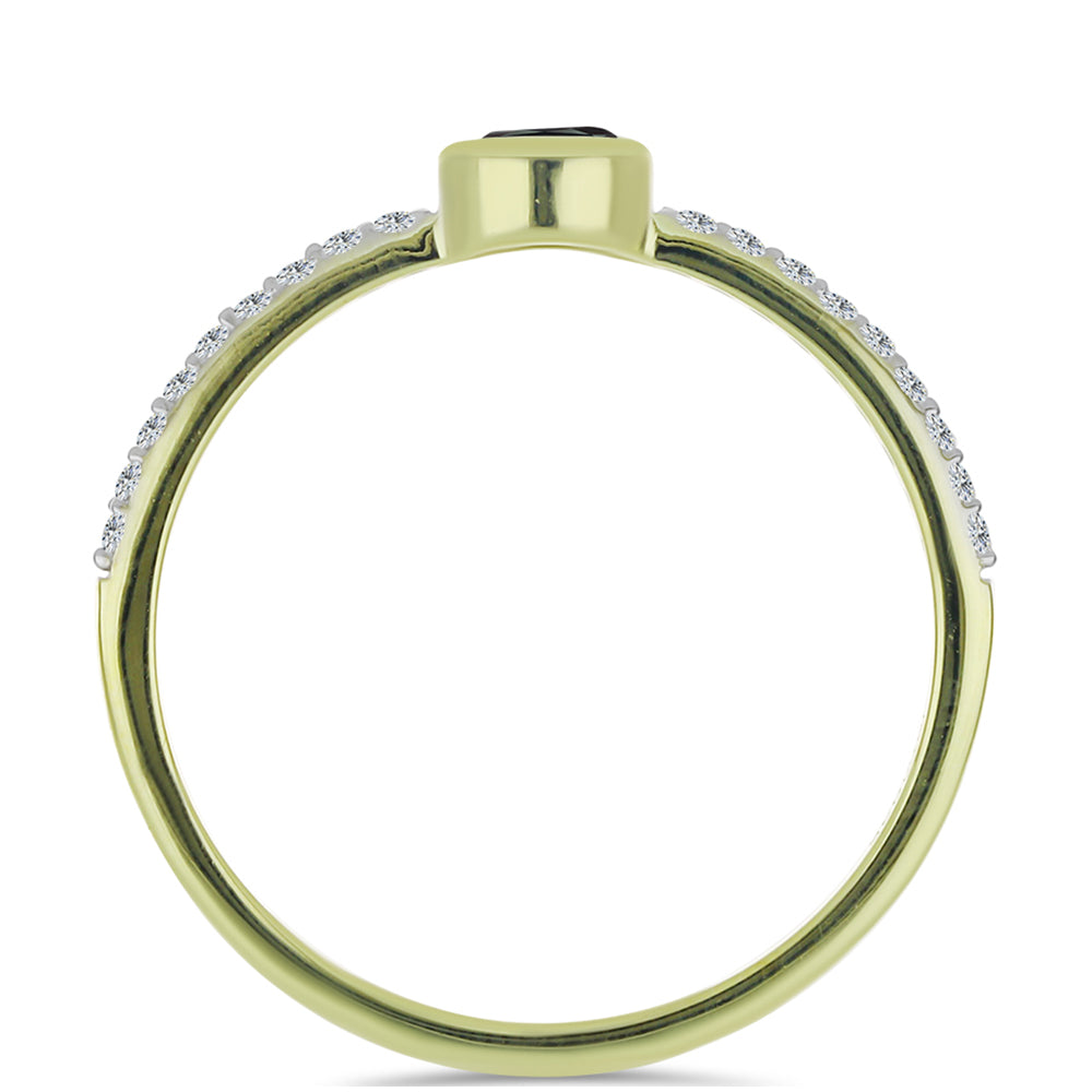 Anel de Prata com Banho de Ouro com Obsidiana e Topázio Branco