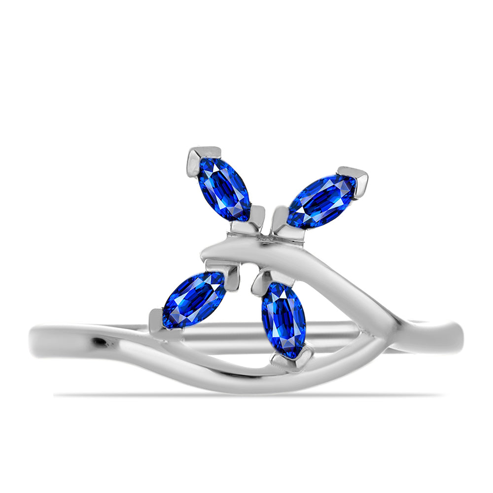 Anel de Prata com Safira Azul Australiana 1 