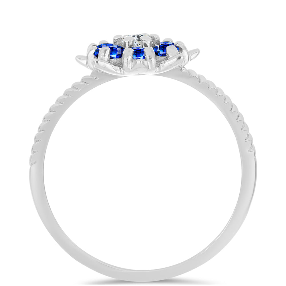 Anel de Prata com Safira Azul Australiana e Topázio Branco