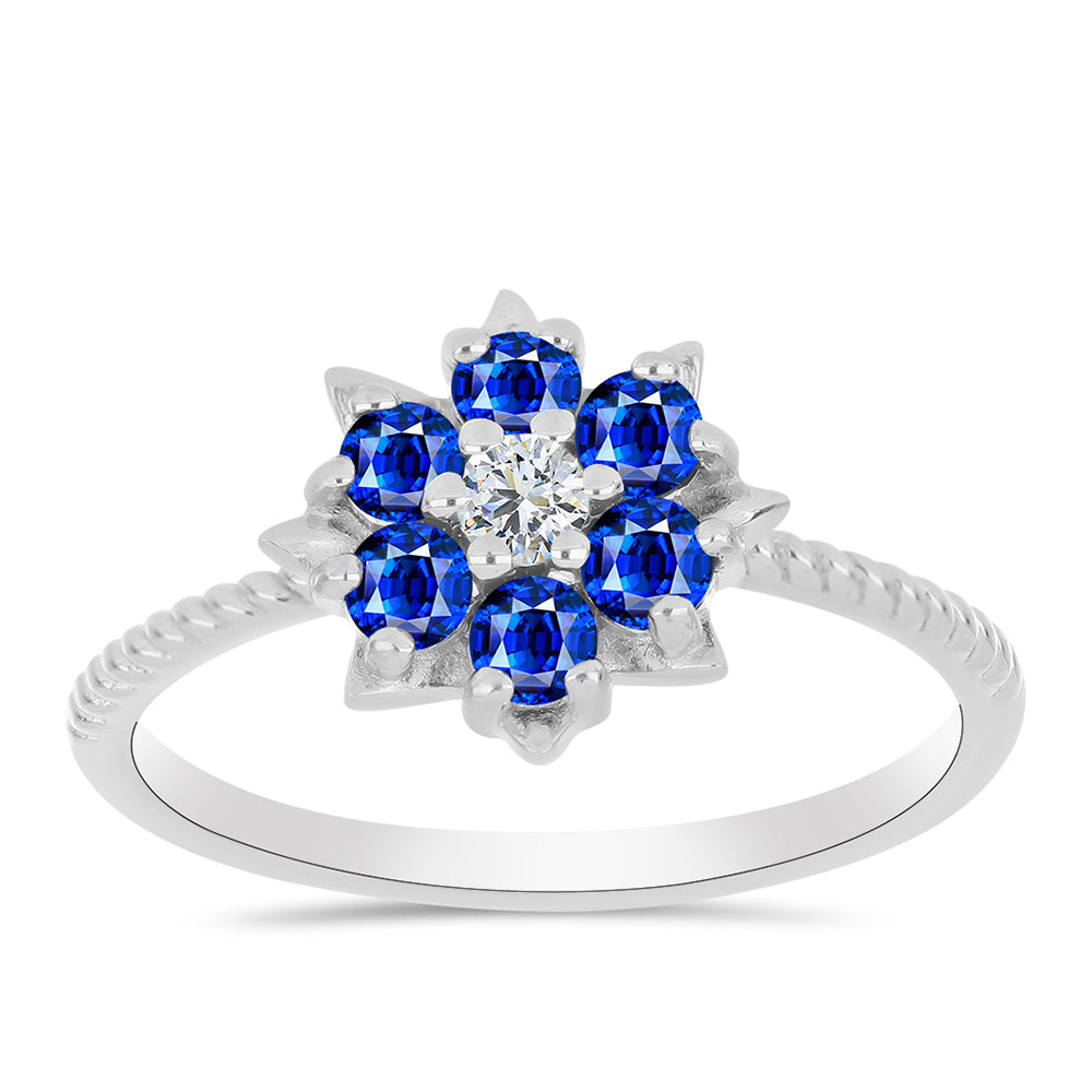 Anel de Prata com Safira Azul Australiana e Topázio Branco 3 