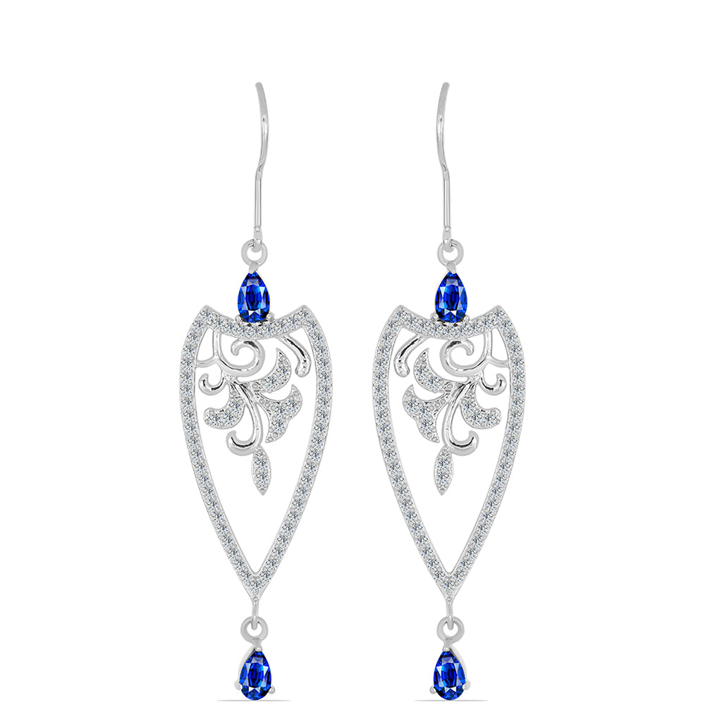 Brincos de Prata com Safira Azul Australiana e Topázio Branco