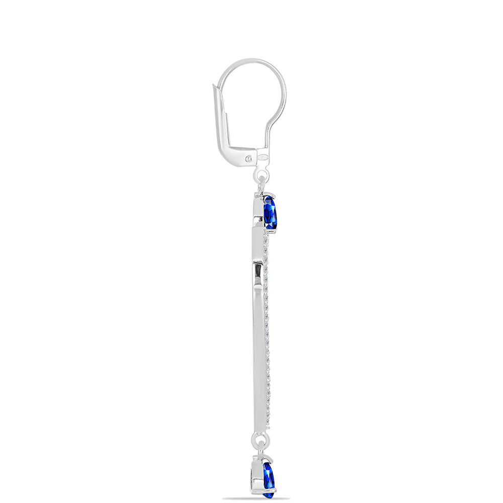 Brincos de Prata com Safira Azul Australiana e Topázio Branco 2 