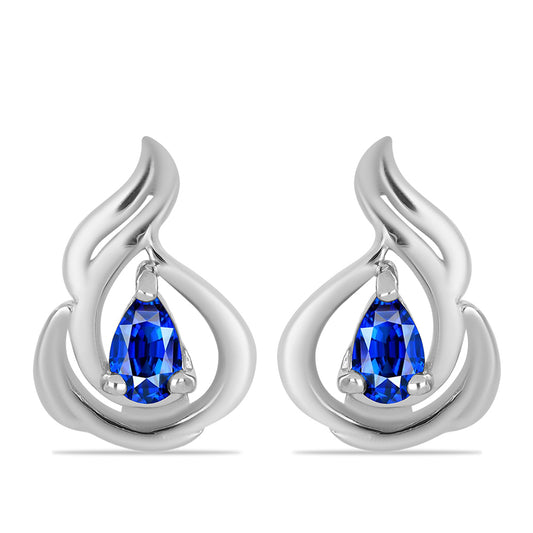 Brincos de Prata com Safira Azul Australiana
