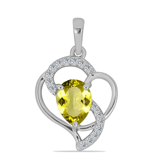 Pendente de Prata com Topázio Cor de Limão e Topázio Branco