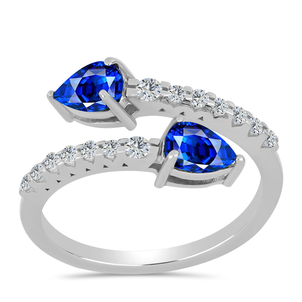 Anel de Prata com Safira Azul Australiana e Topázio Branco 3 