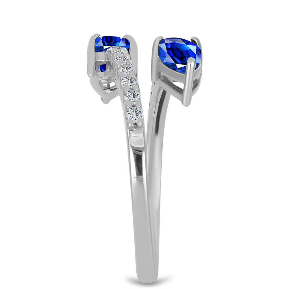 Anel de Prata com Safira Azul Australiana e Topázio Branco