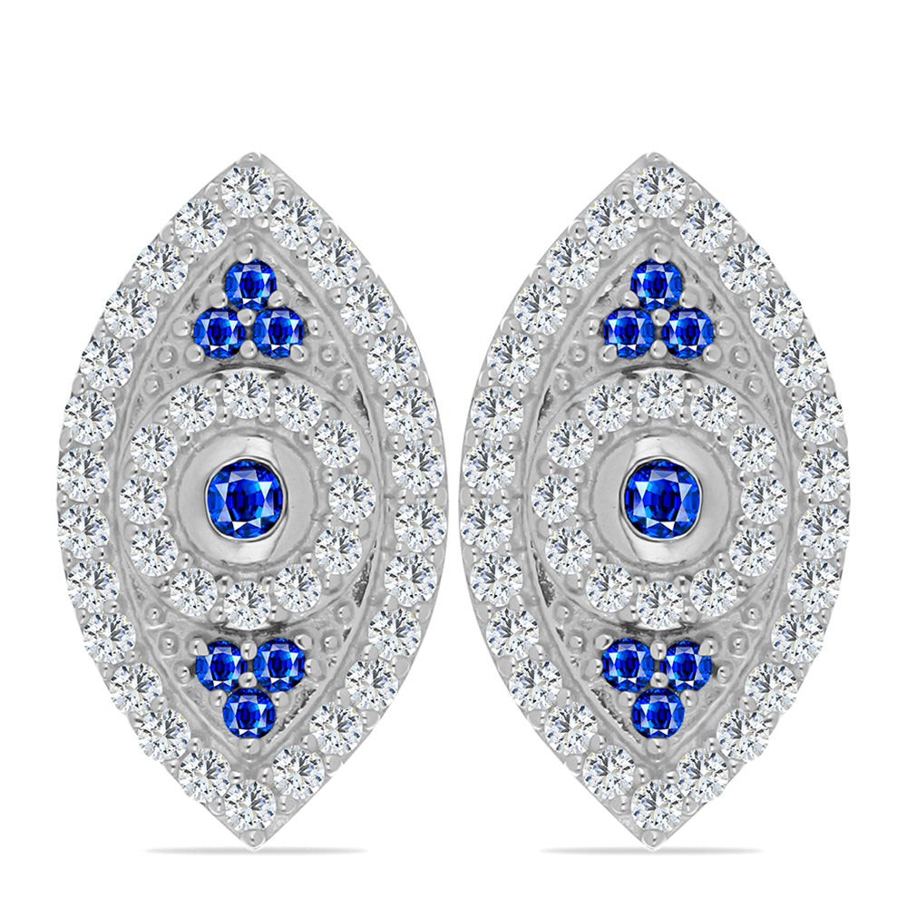 Brincos de Prata com Safira Azul Australiana e Topázio Branco 1 