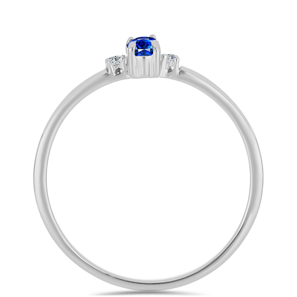 Anel de Prata com Safira Azul Australiana e Topázio Branco 2 