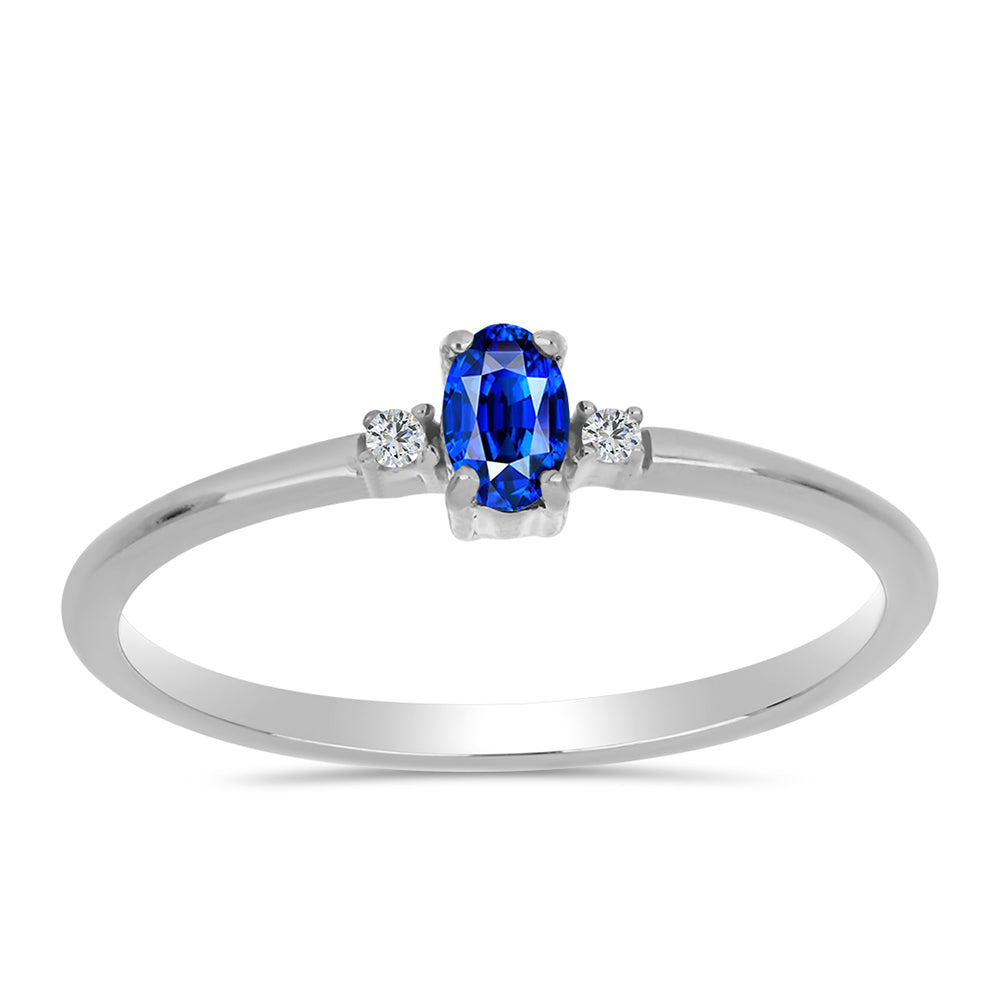 Anel de Prata com Safira Azul Australiana e Topázio Branco 3 