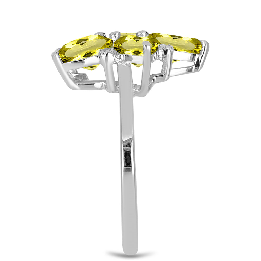 Anel de Prata com Topázio Cor de Limão e Topázio Branco  Contraste: Cabeca de Veado (800) 4 