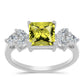 Anel de Prata com Topázio Cor de Limão e Topázio Branco