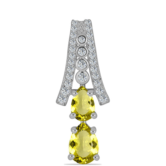 Pendente de Prata com Topázio Cor de Limão e Topázio Branco