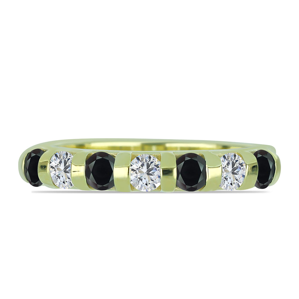 Anel de Prata com Banho de Ouro com Obsidiana e Topázio Branco 1 