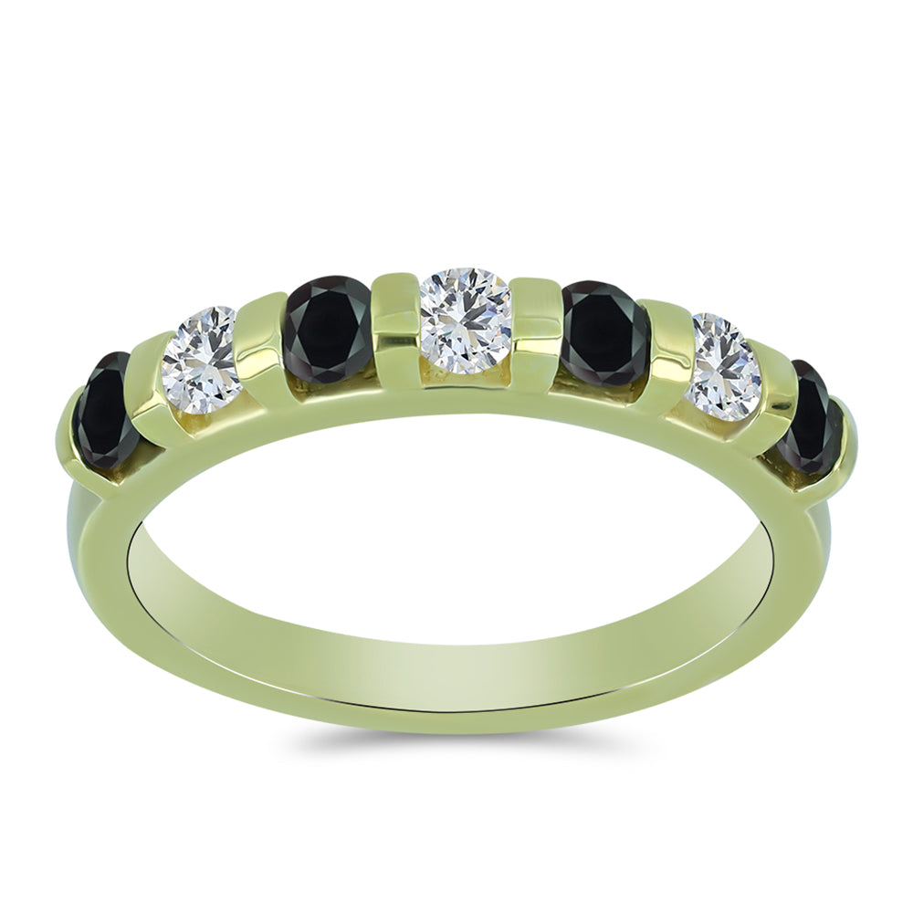 Anel de Prata com Banho de Ouro com Obsidiana e Topázio Branco 3 