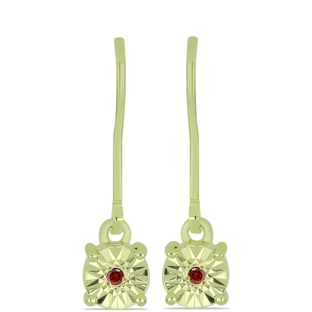 Brincos de Prata com Banho de Ouro com Diamante Vermelho