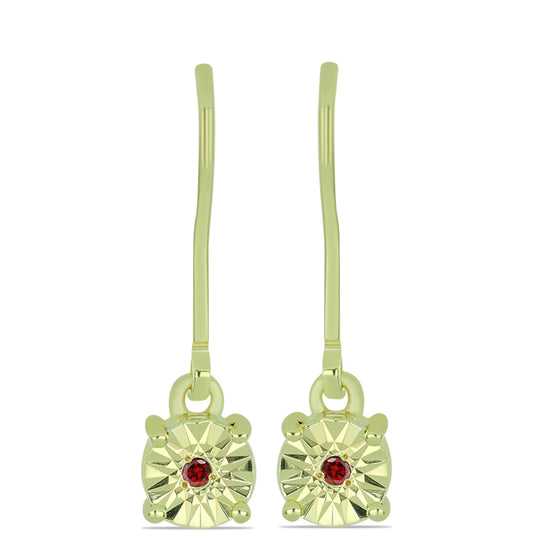 Brincos de Prata com Banho de Ouro com Diamante Vermelho