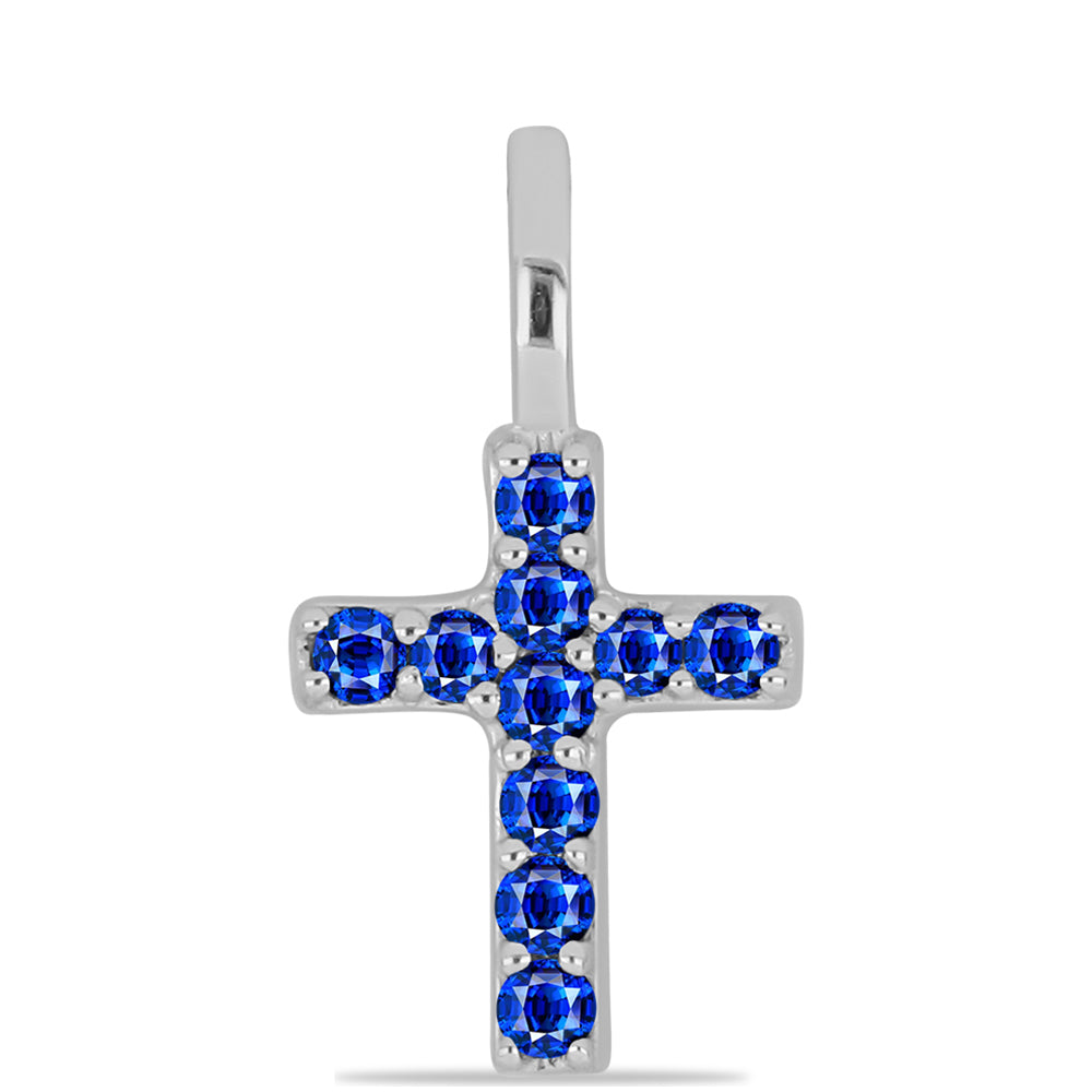 Cruz Pendente de Prata com Safira Azul Australiana