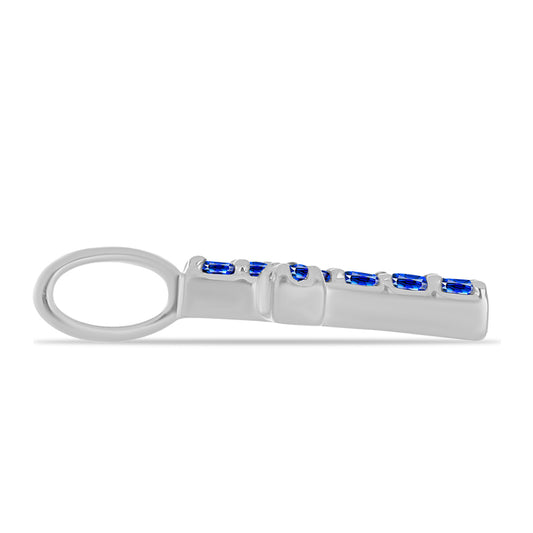 Cruz Pendente de Prata com Safira Azul Australiana