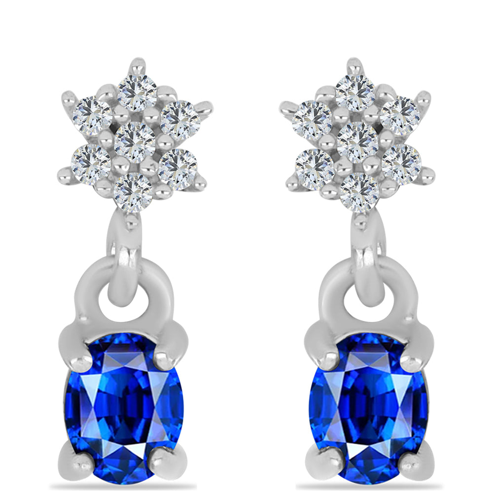 Brincos de Prata com Safira Azul Australiana e Topázio Branco 1 