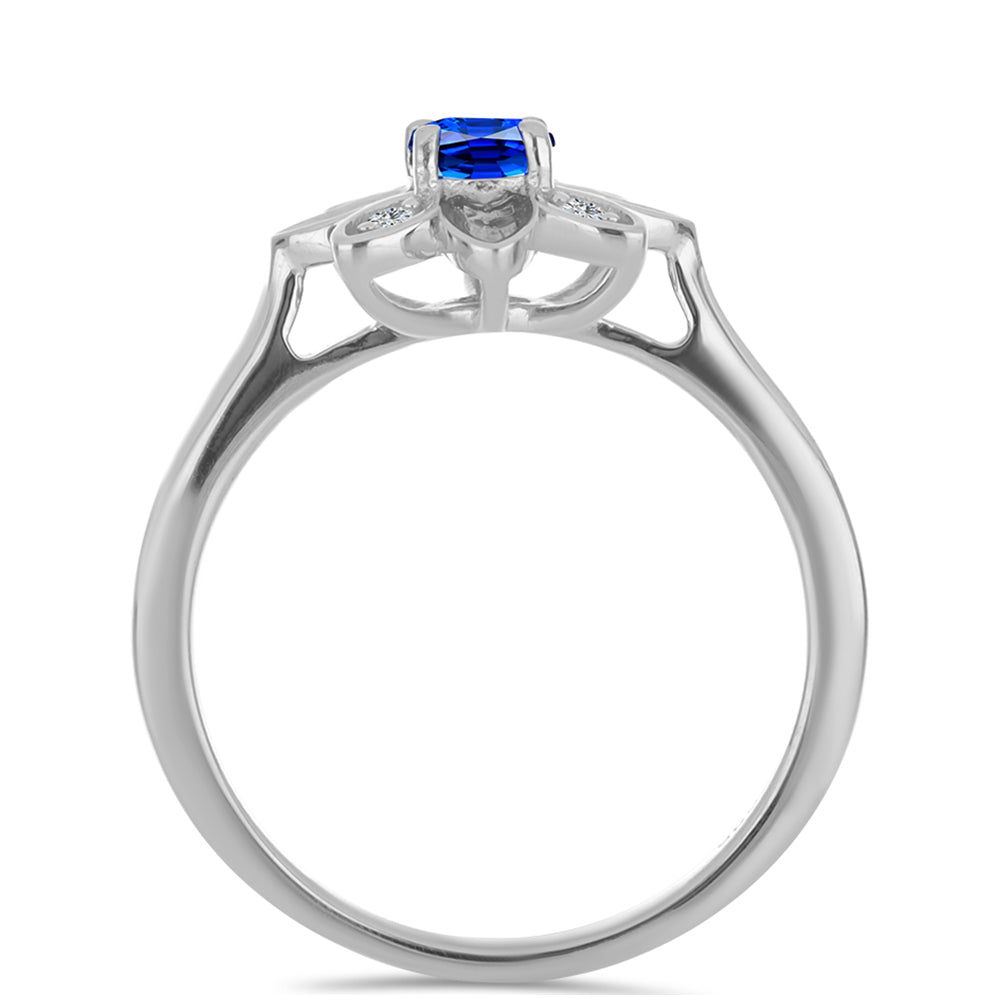 Anel de Prata com Safira Azul Australiana e Topázio Branco 2 