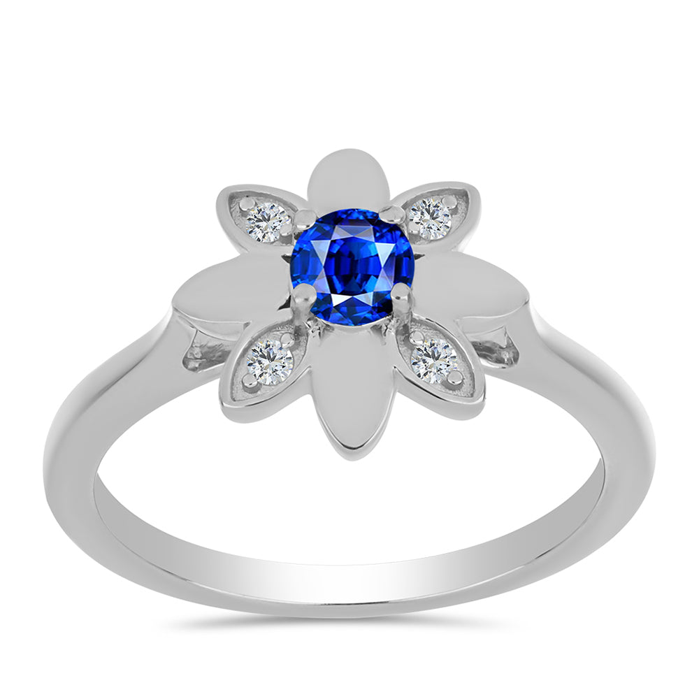 Anel de Prata com Safira Azul Australiana e Topázio Branco 3 