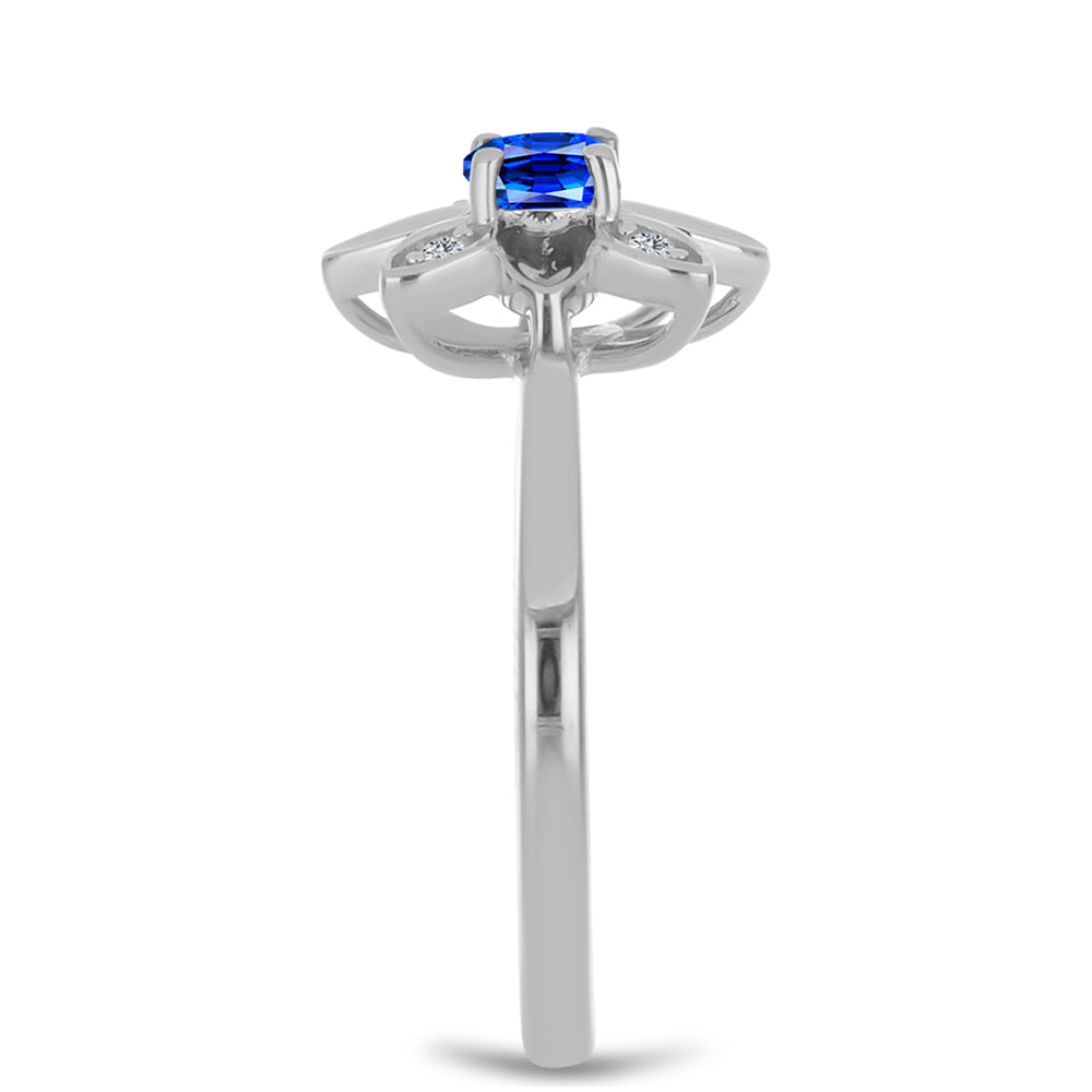 Anel de Prata com Safira Azul Australiana e Topázio Branco