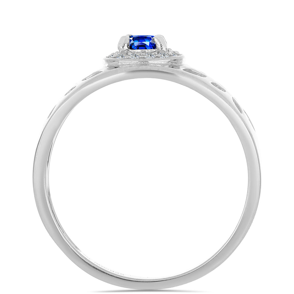 Anel de Prata com Safira Azul Australiana e Topázio Branco 2 