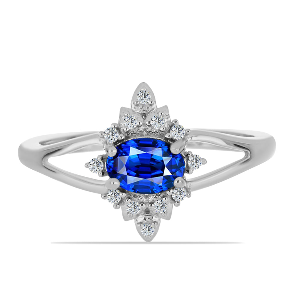 Anel de Prata com Safira Azul Australiana e Topázio Branco 1 