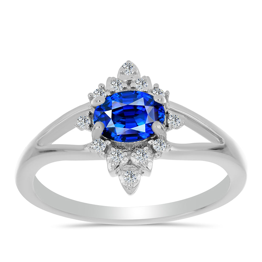 Anel de Prata com Safira Azul Australiana e Topázio Branco