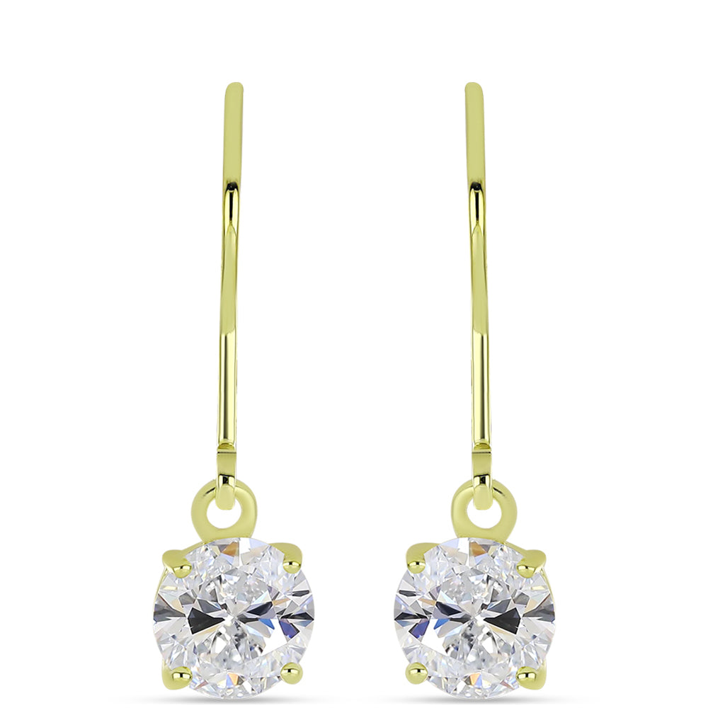 Brincos de Prata com Banho de Ouro com Diamante certificado e cultivado em laboratório