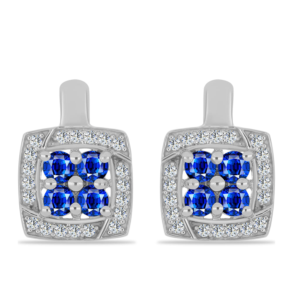 Brincos de Prata com Safira Azul Australiana e Topázio Branco