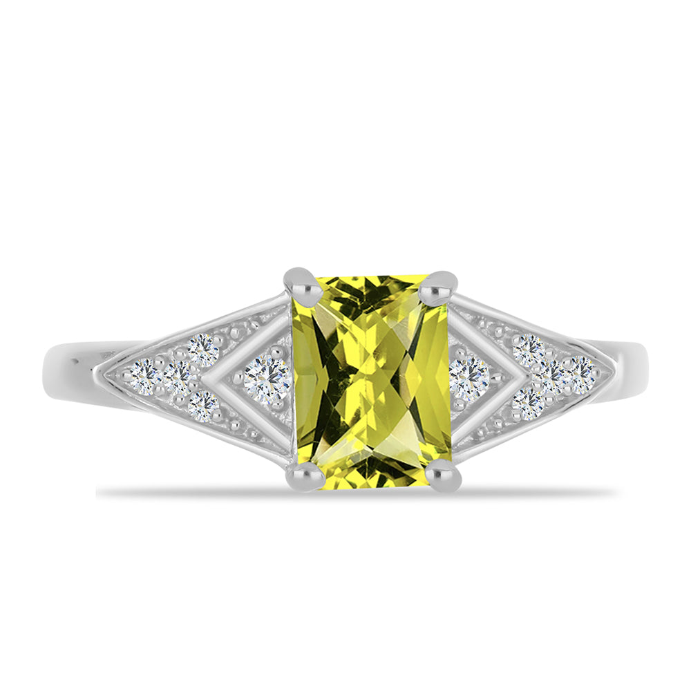 Anel de Prata com Topázio Cor de Limão e Topázio Branco 1 